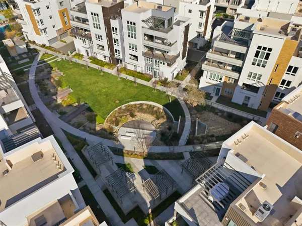 an aerial view of multiple house