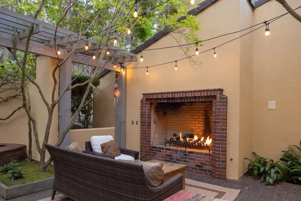 a outdoor space with patio furniture