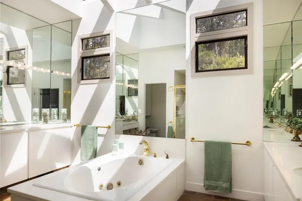 a view of a bench in a yard