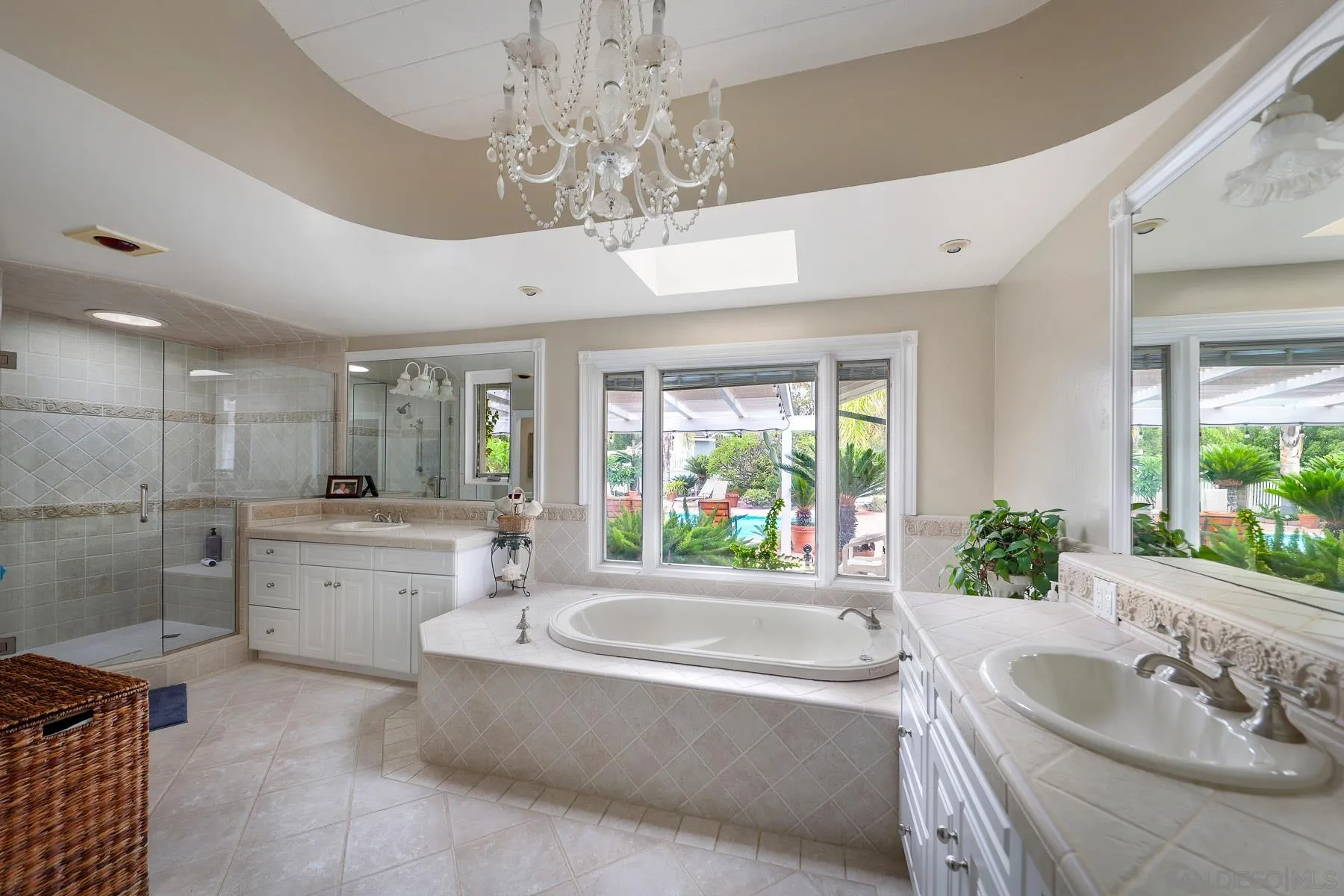 13764 McNally Road Valley Center, CA 92082 - Photo 11 of 26 a bathroom with a granite countertop tub a sink and mirror