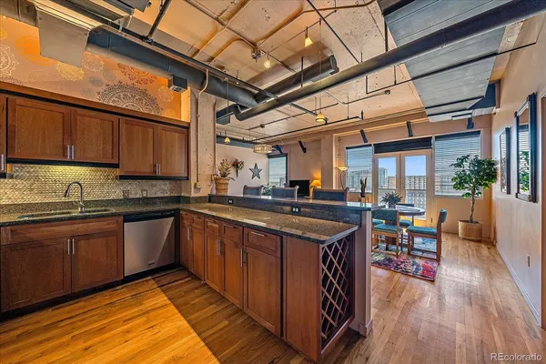a kitchen with lots of counter top space