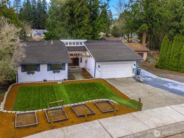 an aerial view of a house