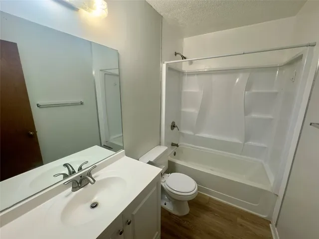 a view of a backyard with fountain plants and large tree