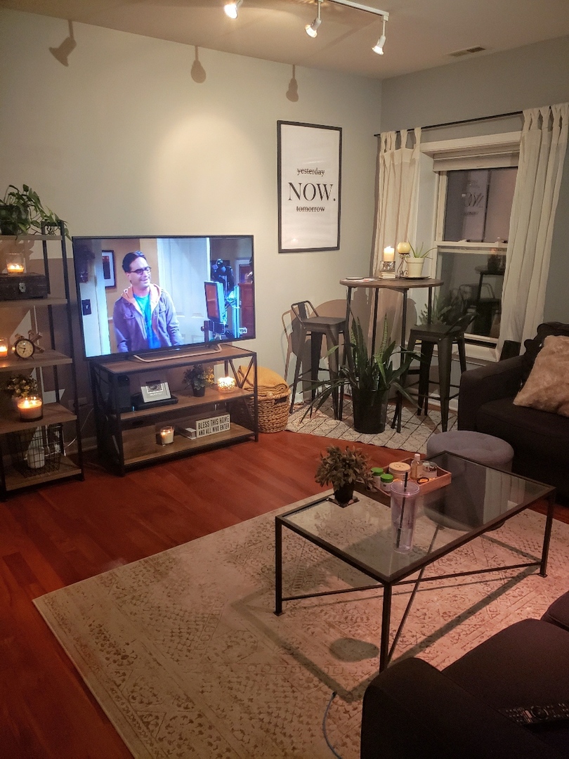 1750 West Rascher Avenue, Unit 2 Chicago, IL 60640 - Photo 10 of 12 a living room with furniture and a flat screen tv