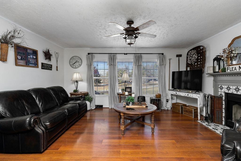 264 Steeles Fort Road Raphine, VA 24472 - Photo 15 of 50 a living room with furniture a flat screen tv and a fireplace