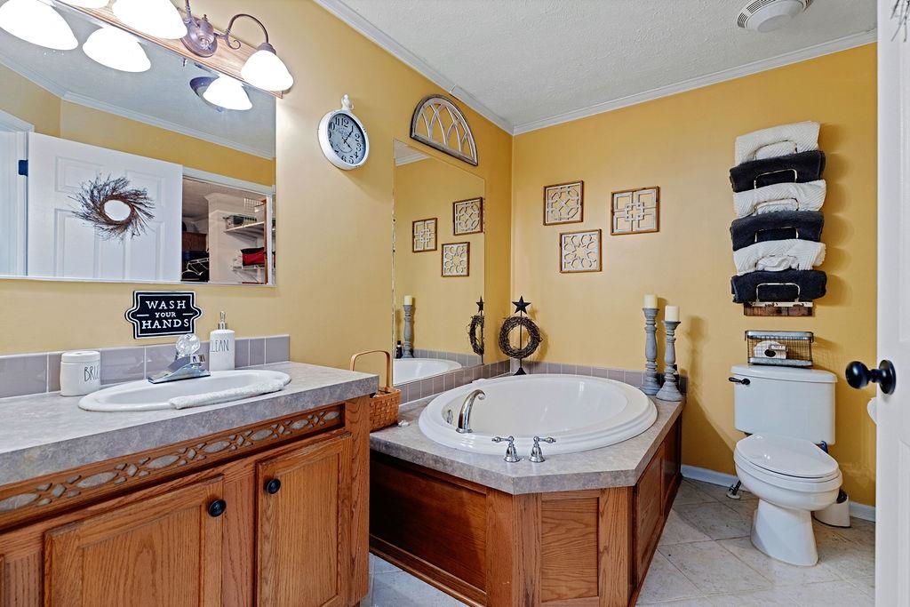 264 Steeles Fort Road Raphine, VA 24472 - Photo 30 of 50 a bathroom with a granite countertop sink and a mirror
