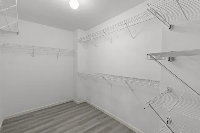 a view of a room with racks on the wall