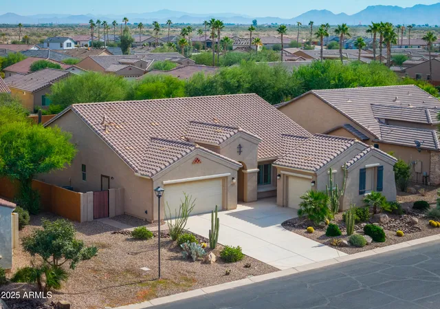 an aerial view of a house