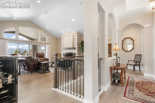 a view of a living room and dining room