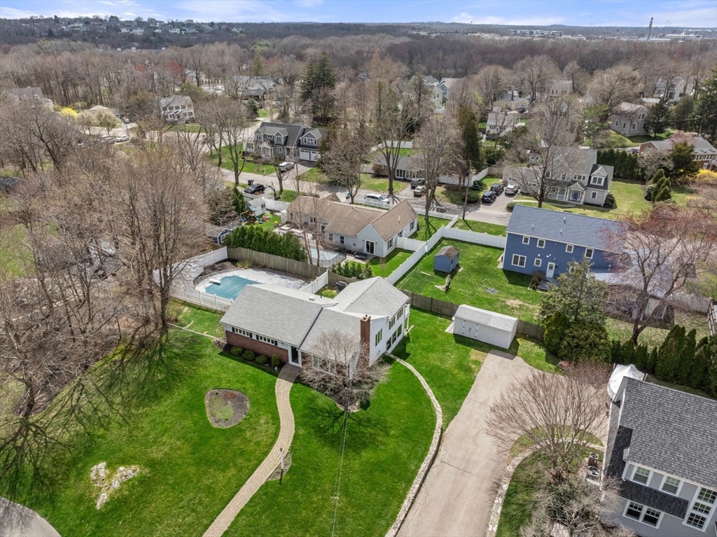 14 Highview Drive Hingham, MA 02043 - Photo 40 of 41 an aerial view of a house with garden space and mountain view