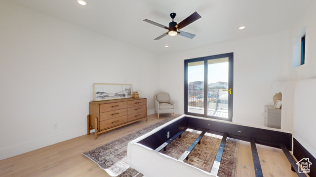 683 North Heritage Street Mapleton, UT 84664 - Photo 15 of 40 Bedroom featuring wood finished floors, recessed lighting, and ceiling fan