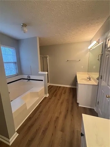 a bathroom with a sink and a large mirror