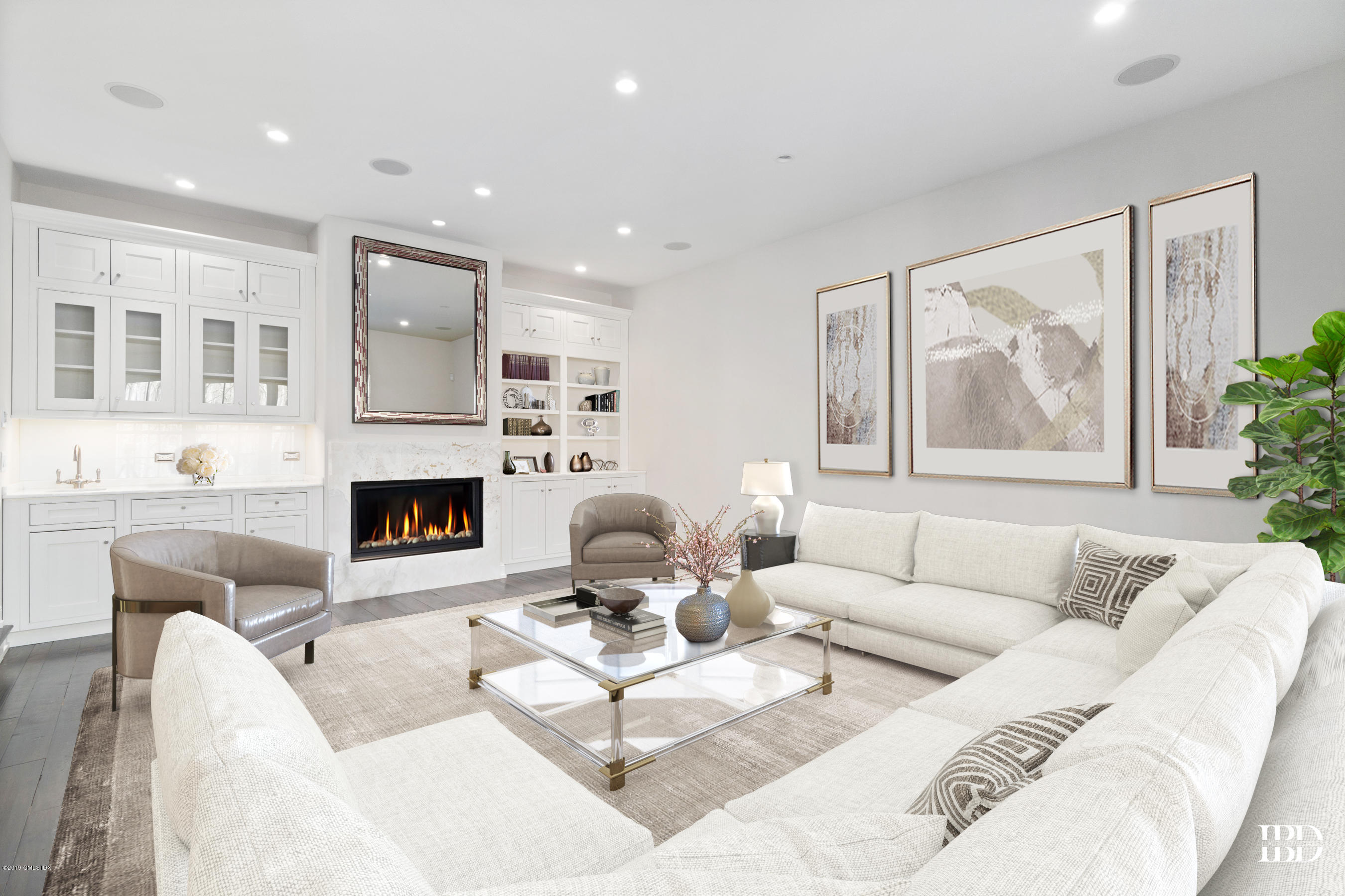 340 Valley Road, Unit 5 Cos Cob, CT 06807 - Photo 3 of 29 a living room with furniture a fireplace and a large window
