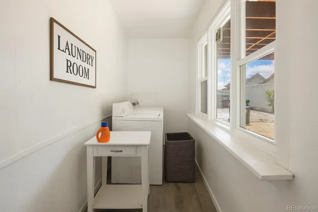 a utility room with dryer and washer