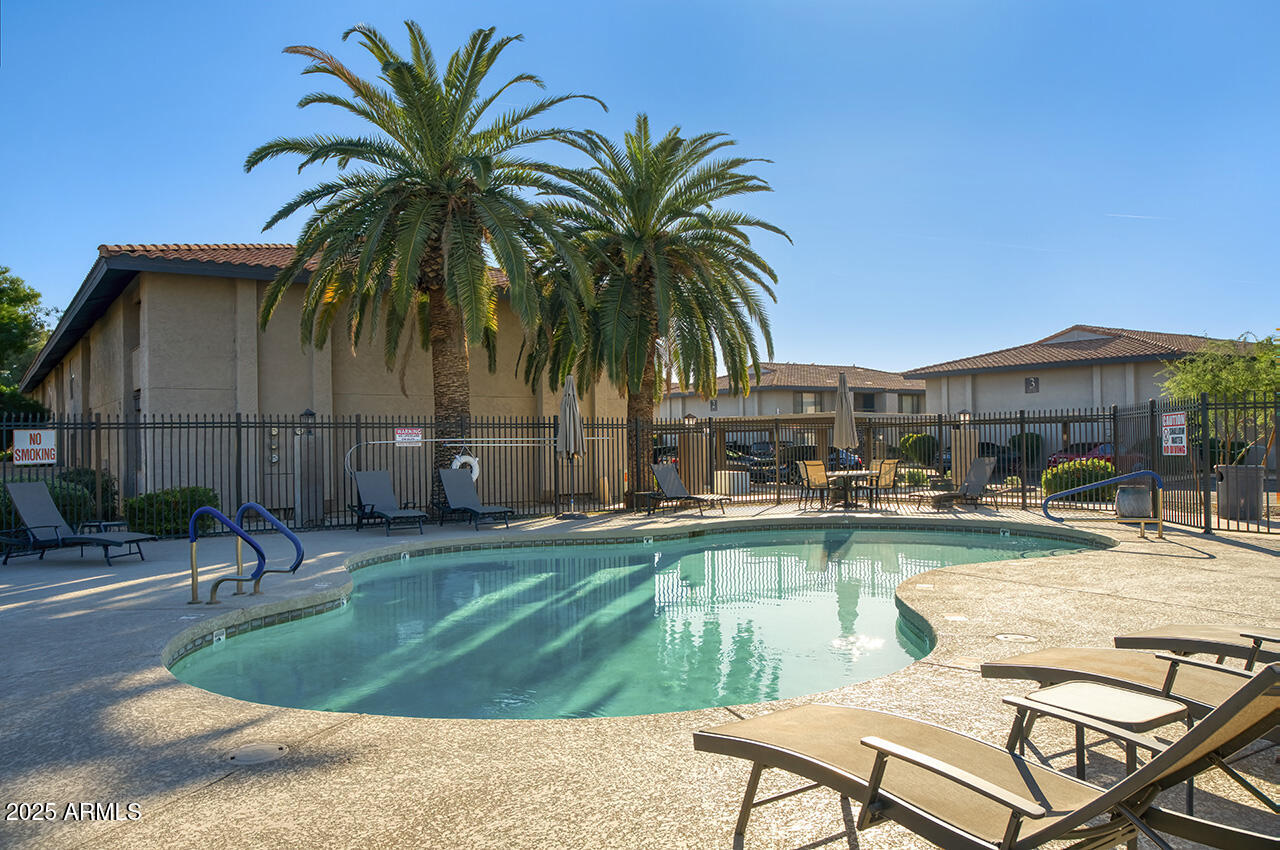 1402 East Guadalupe Road, Unit 149 Tempe, AZ 85283 - Photo 13 of 16 a swimming pool with outdoor seating and yard