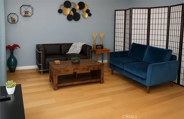 a living room with furniture