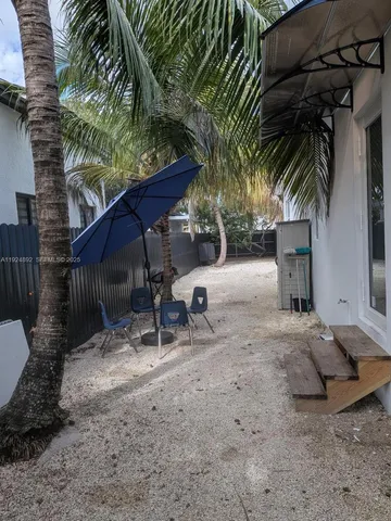a view of backyard and trees