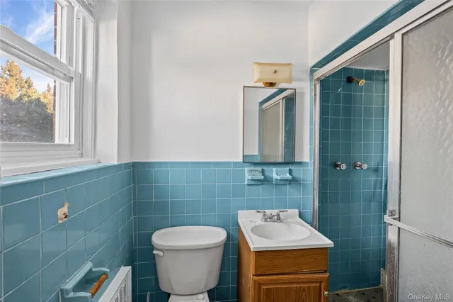 a bathroom with a toilet a sink and mirror