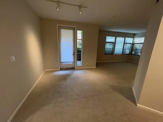 an empty room with windows
