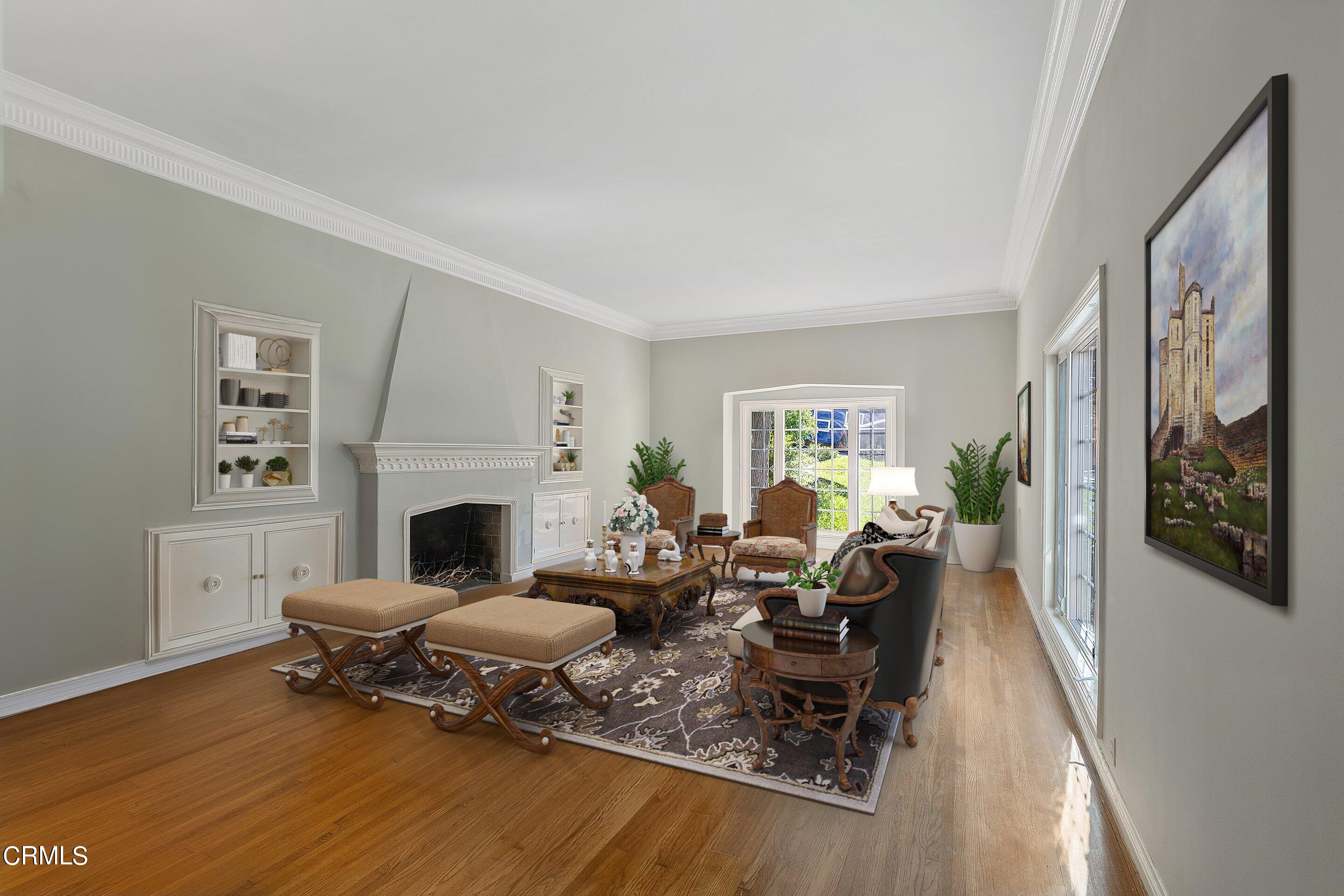 1637 Valley View Road Glendale, CA 91202 - Photo 14 of 66 a living room with furniture a fireplace and a table