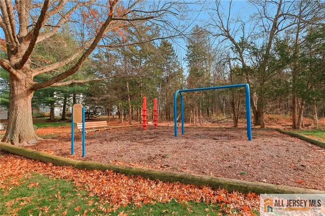 a view of a park that has a tree on the side of it