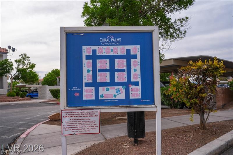 3318 North Decatur Boulevard, Unit 2152 Las Vegas, NV 89130 - Photo 54 of 58 A community map board provides clear guidance for residents and guests within Coral Palms Condominiums.