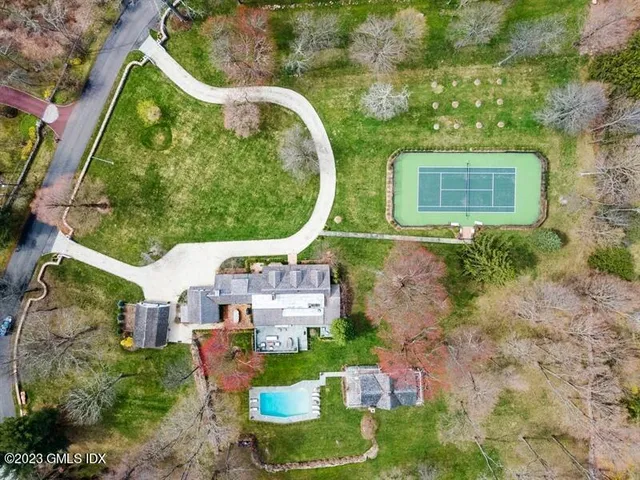 an aerial view of a house