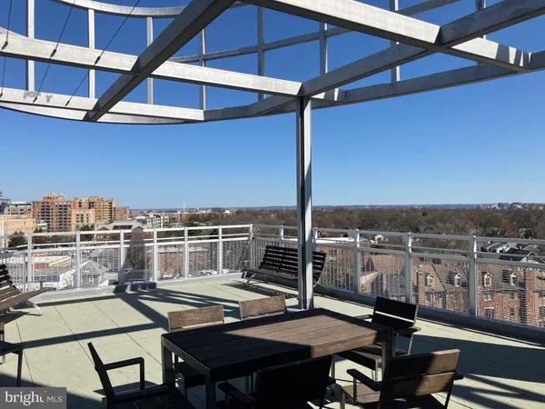 a view of a balcony with an outdoor space