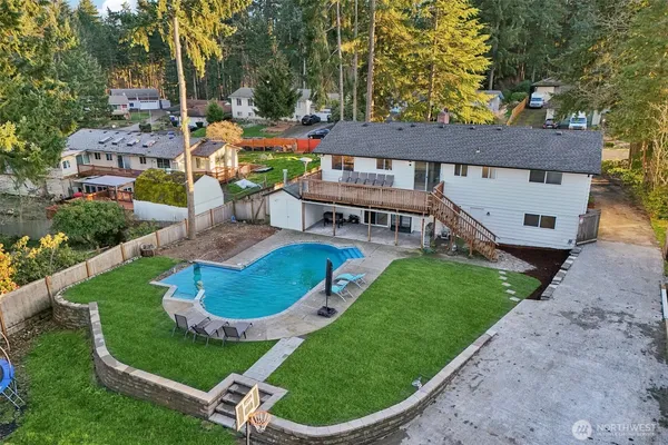 an aerial view of a house