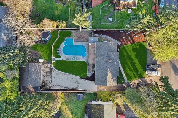 an aerial view of a house