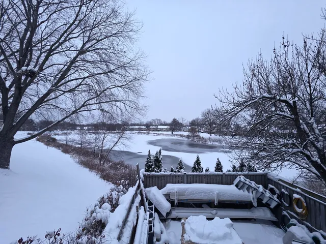 a view of a snow with a yard