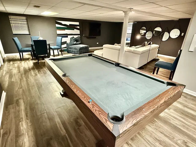 a living room with furniture