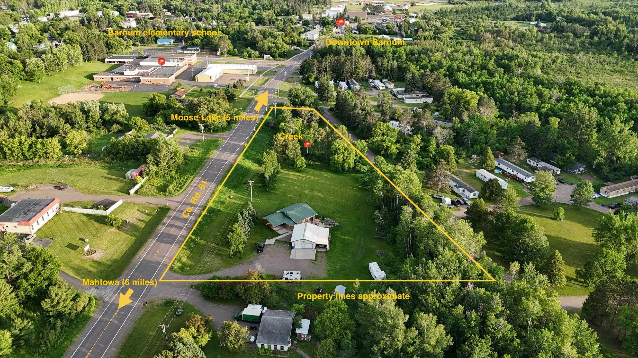 3653 Front Street Barnum, MN 55707 - Photo 34 of 50 Aerial view of property and surrounding area with property parcel outlined