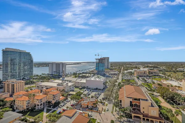 a view of roof with city view