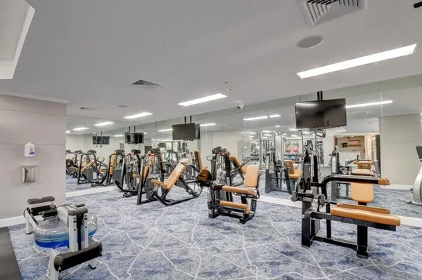 a view of a room with gym equipment