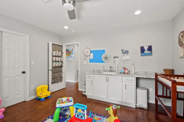 a room with furniture and a table