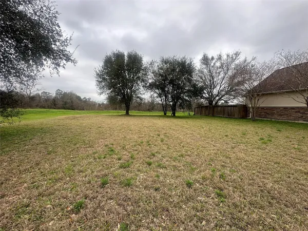 a view of a field with an trees