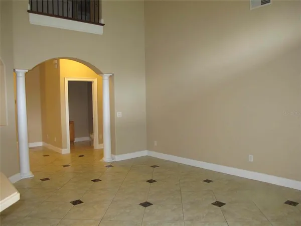 a view of a bathroom with bathtub