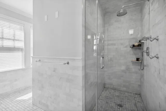 a bathroom with a shower