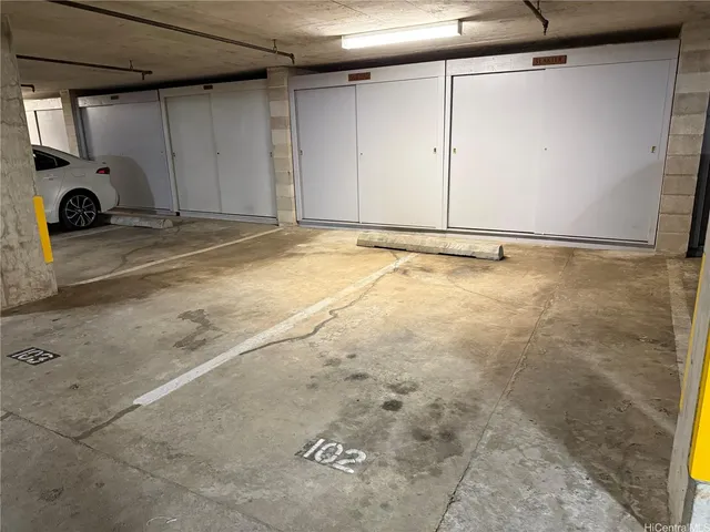 a view of a garage