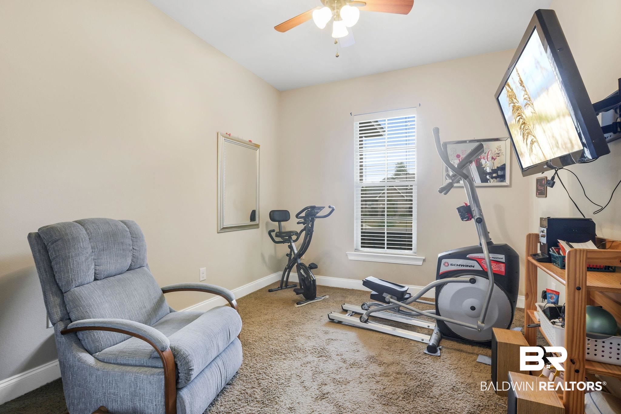 1086 Destin Avenue Foley, AL 36535 - Photo 17 of 30 Exercise area with carpet floors and ceiling fan