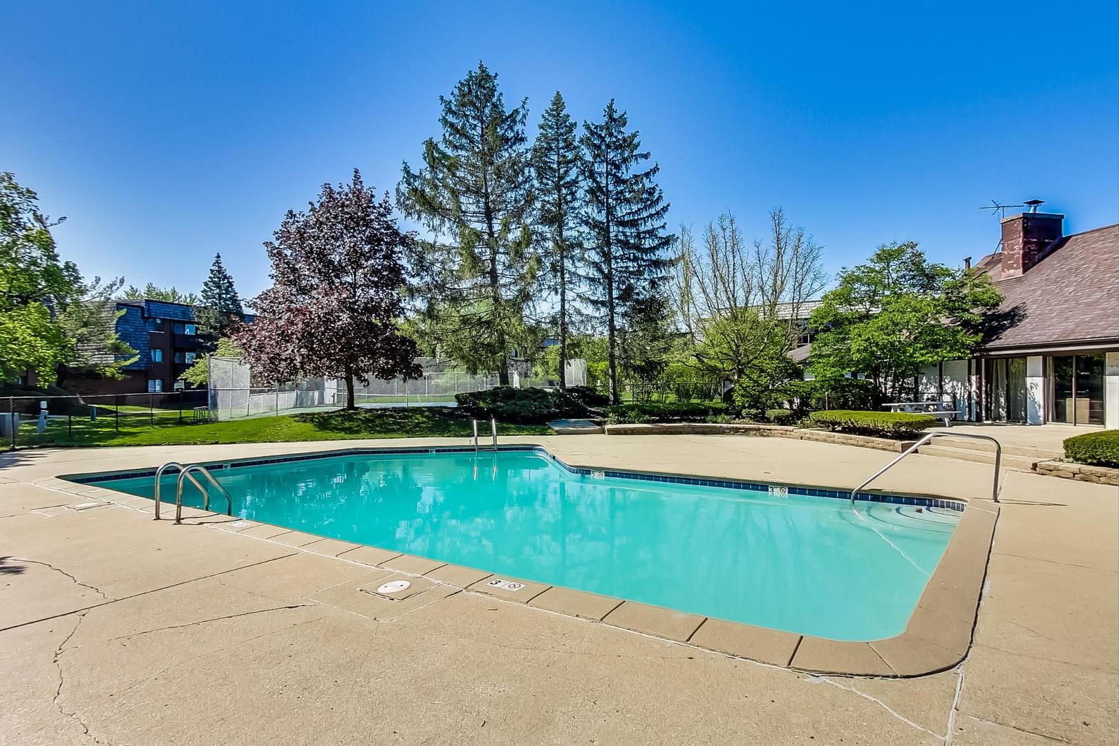 550 Timber Ridge Drive, Unit 304 Carol Stream, IL 60188 - Photo 20 of 22 a view of swimming pool that has a lawn chairs with plants and trees