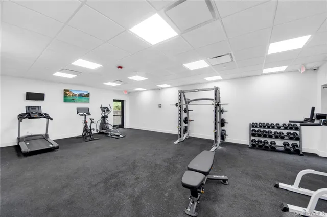 a view of a room with gym equipment