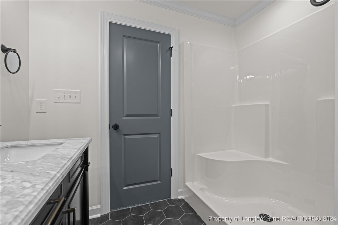 123 Persimmon Tree Drive Cameron, NC 28326 - Photo 12 of 19 a bathroom with a granite countertop sink a toilet and shower