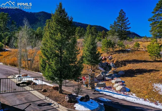 a view of a chairs and table in a backyard