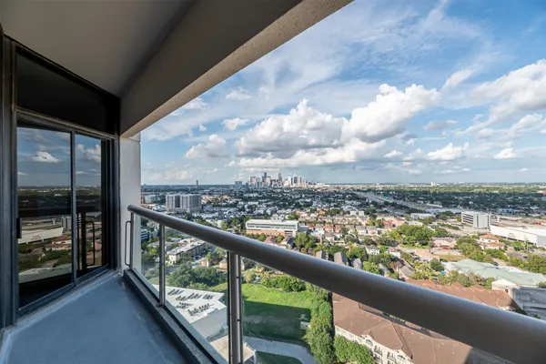 a city view from a balcony