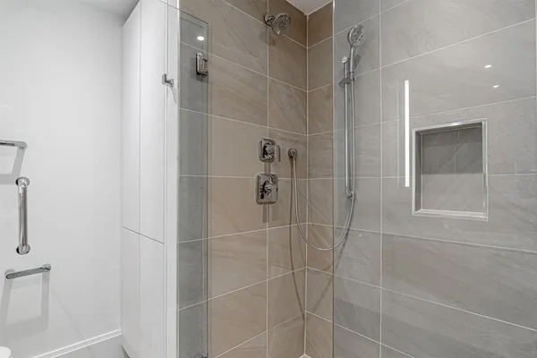 a bathroom with a shower