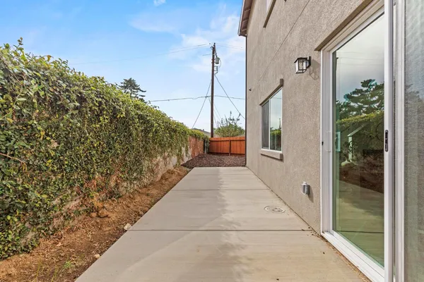 an aerial view of a backyard