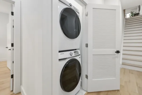 a utility room with dryer and washer