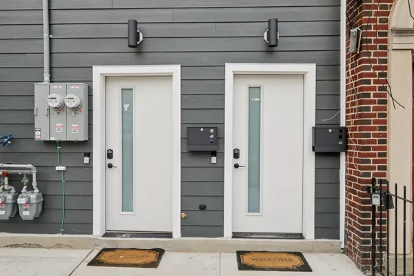 an aerial view of a multi story building